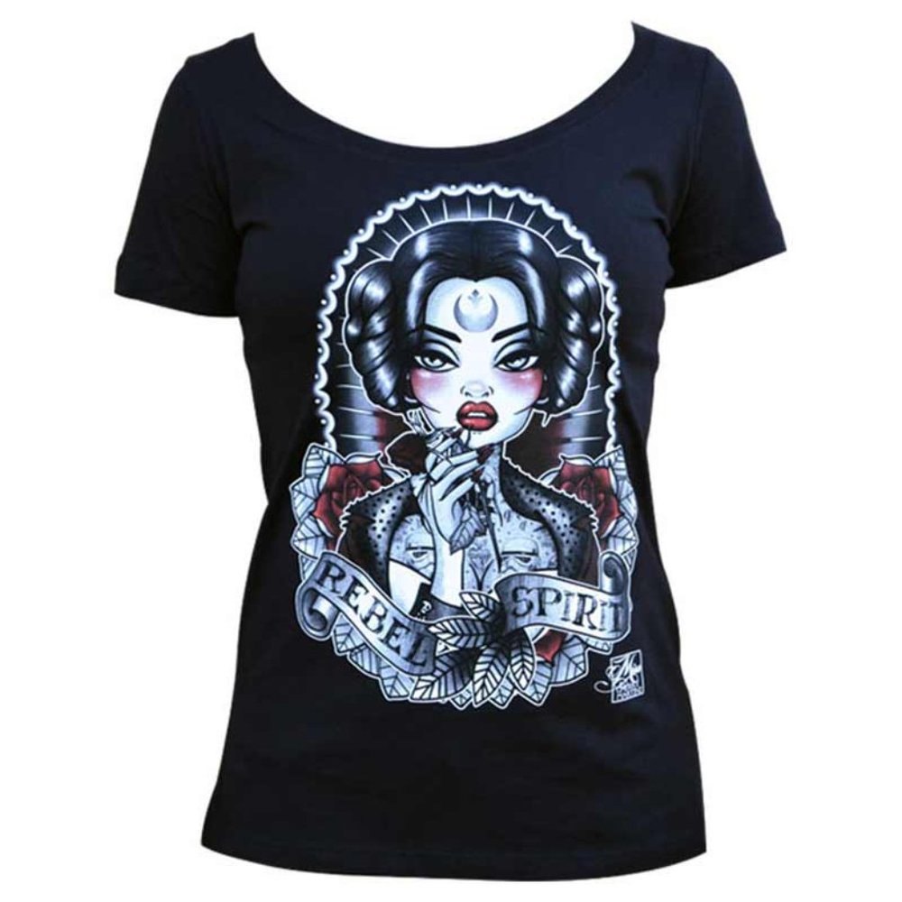 Discontinued! Rebel Spirit Black Custom Tattoo Art Tee S-M NWT